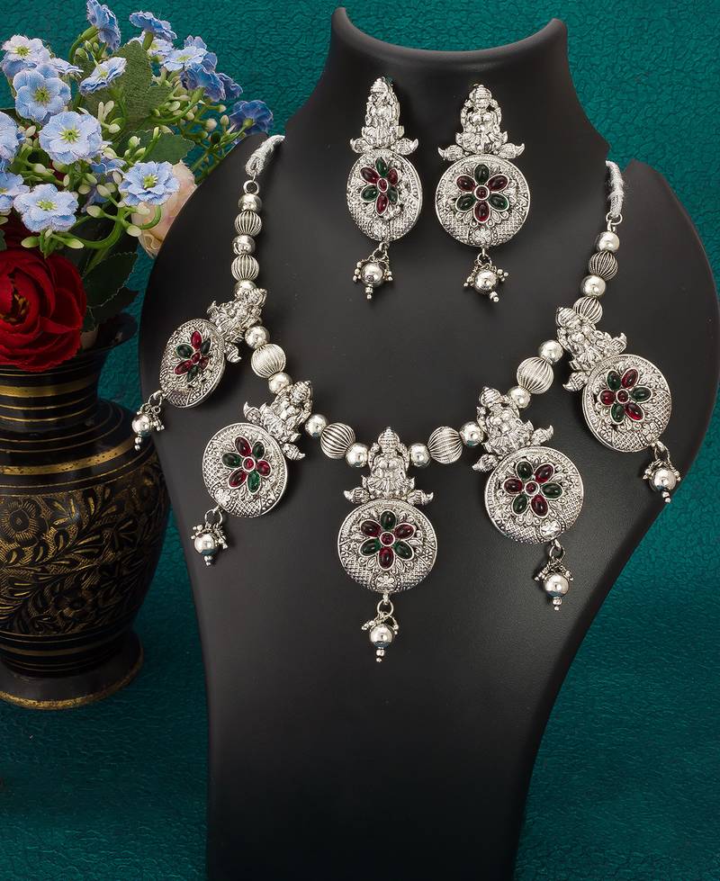 multicolor Traditinal silver Plated Alloy Necklace