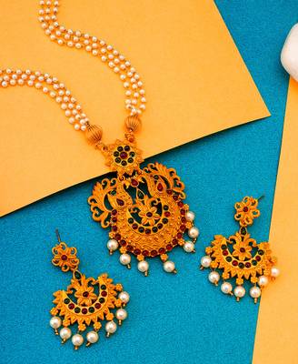 multicolor Traditinal Gold Plated Alloy Necklace 1