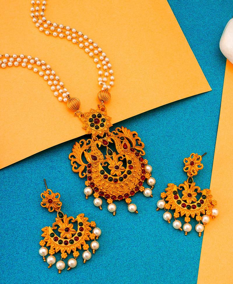 multicolor Traditinal Gold Plated Alloy Necklace
