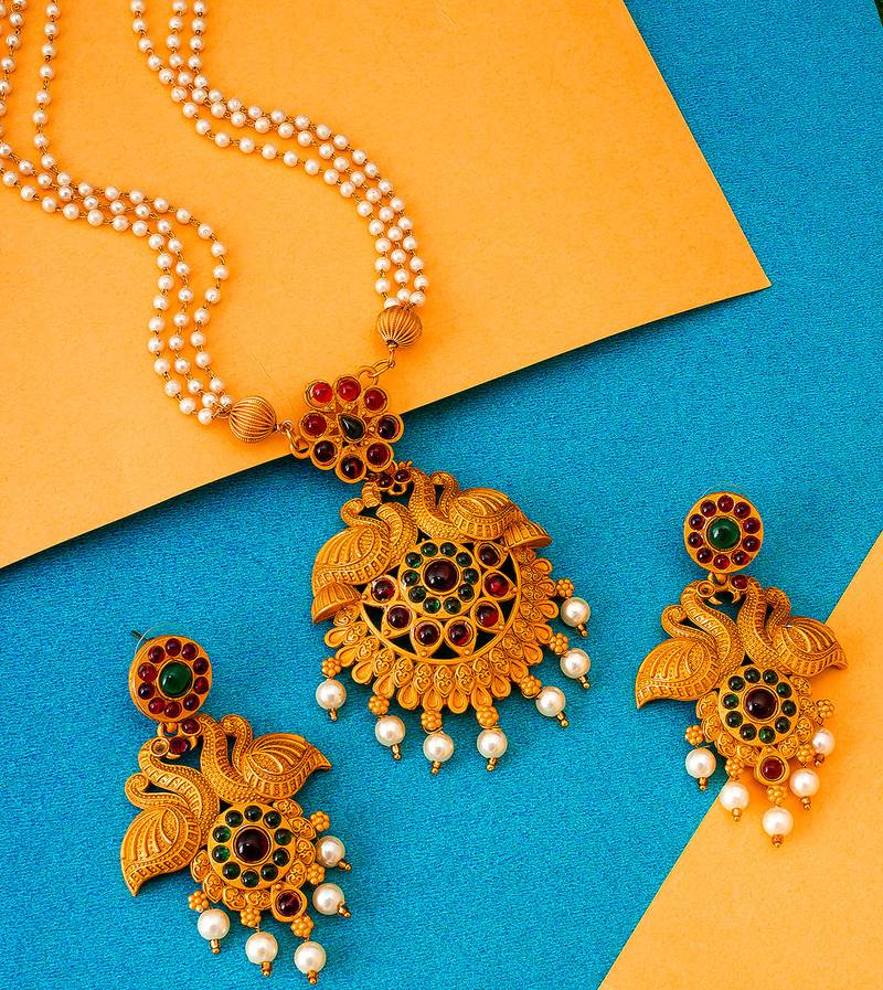 multicolor Traditinal Gold Plated Alloy Necklace