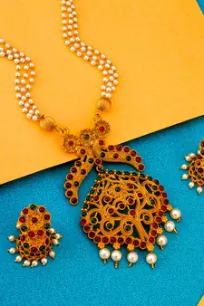 multicolor Traditinal Gold Plated Alloy Necklace