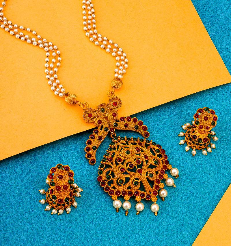 multicolor Traditinal Gold Plated Alloy Necklace