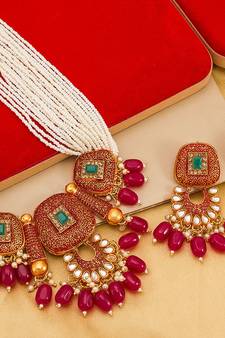 multicolor Traditinal Gold Plated Alloy Necklace