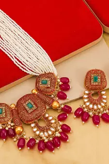 multicolor Traditinal Gold Plated Alloy Necklace