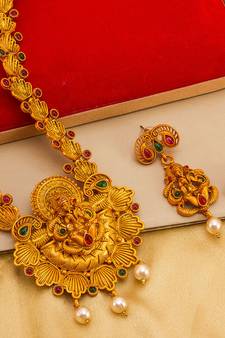 multicolor Traditinal Gold Plated Alloy Necklace