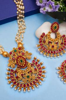 multicolor Traditinal Gold Plated Alloy Necklace