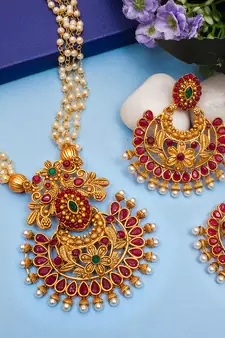 multicolor Traditinal Gold Plated Alloy Necklace