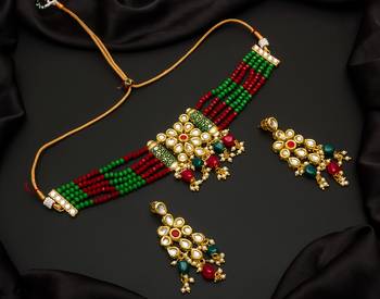 multicolor Traditinal Gold Plated Alloy Necklace 1
