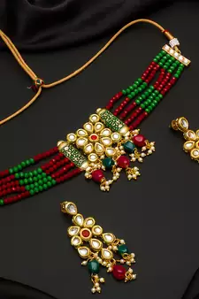 multicolor Traditinal Gold Plated Alloy Necklace