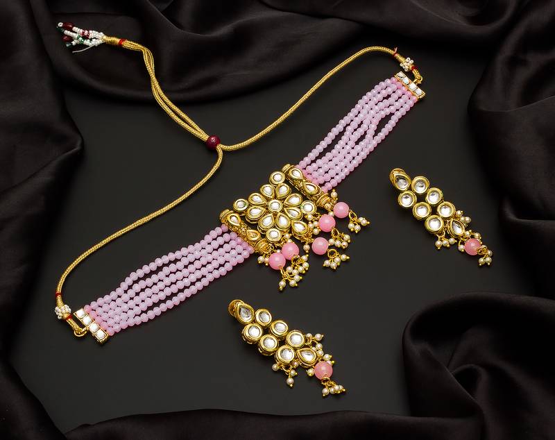 multicolor Traditinal Gold Plated Alloy Necklace