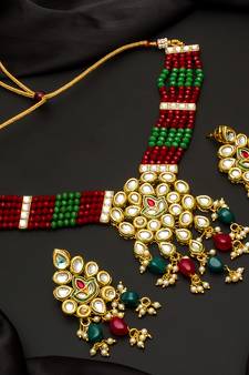 multicolor Traditinal Gold Plated Alloy Necklace