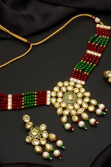 multicolor Traditinal Gold Plated Alloy Necklace