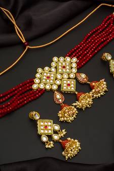 multicolor Traditinal Gold Plated Alloy Necklace