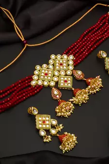 multicolor Traditinal Gold Plated Alloy Necklace