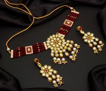 multicolor Traditinal Gold Plated Alloy Necklace 1