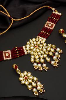 multicolor Traditinal Gold Plated Alloy Necklace