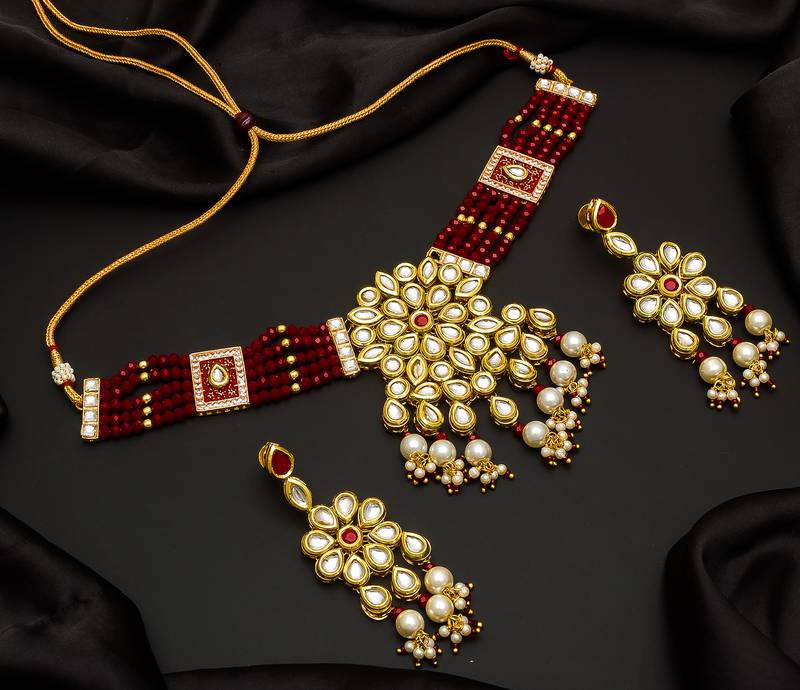 multicolor Traditinal Gold Plated Alloy Necklace