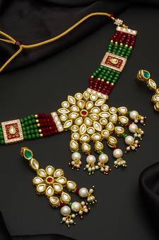 multicolor Traditinal Gold Plated Alloy Necklace