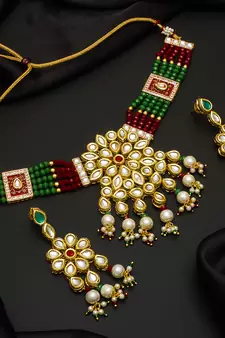 multicolor Traditinal Gold Plated Alloy Necklace