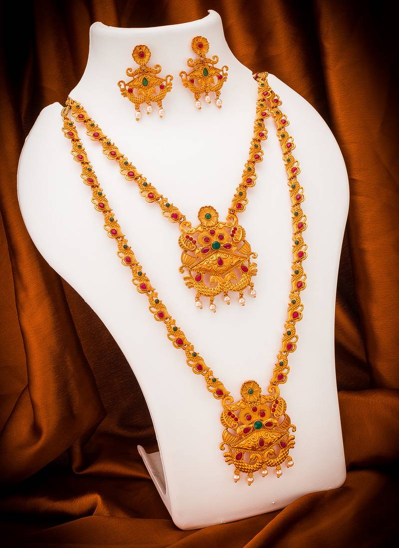 multicolor Traditinal Gold Plated Alloy Necklace