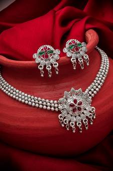 multicolor Traditinal silver Plated Alloy Necklace