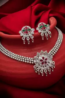 multicolor Traditinal silver Plated Alloy Necklace