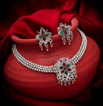 multicolor Traditinal silver Plated Alloy Necklace 1