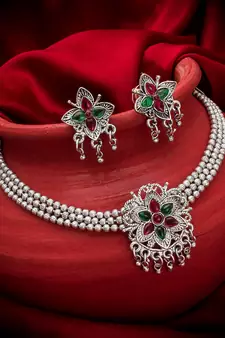 multicolor Traditinal silver Plated Alloy Necklace