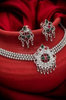 multicolor Traditinal silver Plated Alloy Necklace