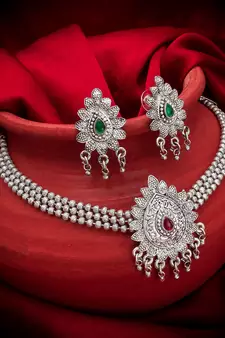 multicolor Traditinal silver Plated Alloy Necklace