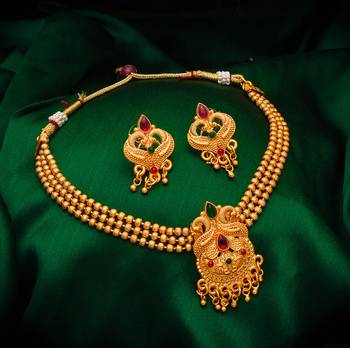 multicolor Traditinal Gold Plated Alloy Necklace 1