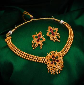 multicolor Traditinal Gold Plated Alloy Necklace 1