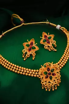 multicolor Traditinal Gold Plated Alloy Necklace