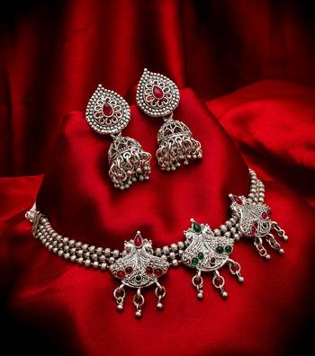 multicolor Traditinal silver Plated Alloy Necklace 1