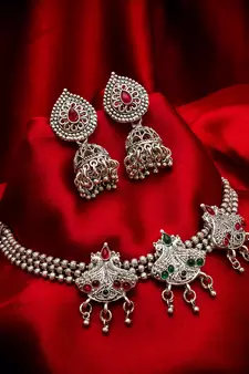 multicolor Traditinal silver Plated Alloy Necklace