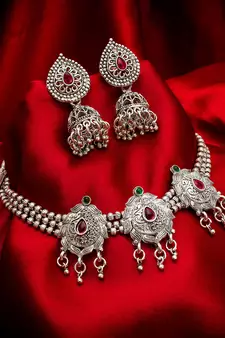 multicolor Traditinal silver Plated Alloy Necklace