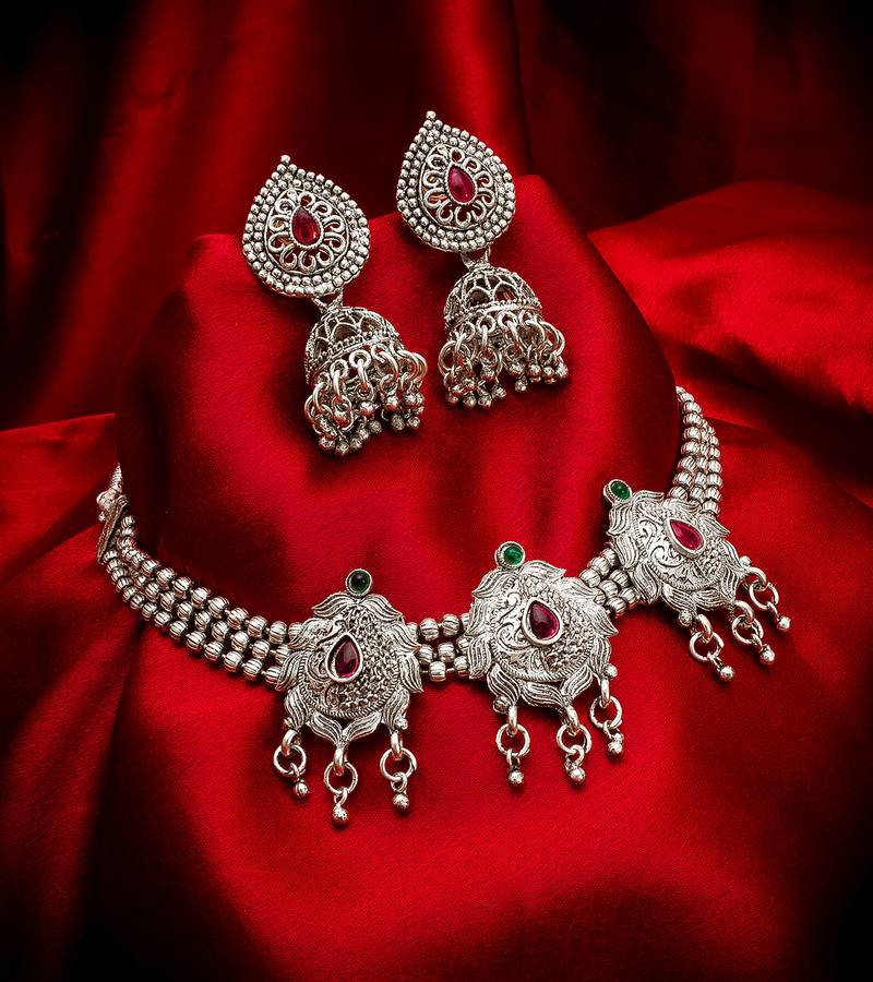 multicolor Traditinal silver Plated Alloy Necklace