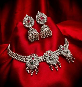 multicolor Traditinal silver Plated Alloy Necklace 1