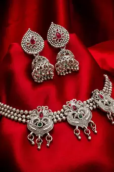 multicolor Traditinal silver Plated Alloy Necklace