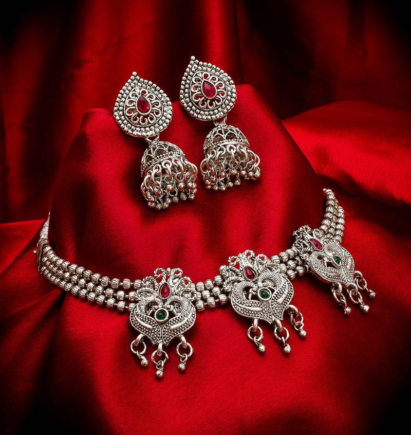 multicolor Traditinal silver Plated Alloy Necklace