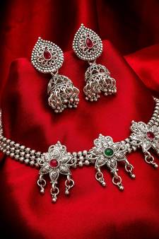 multicolor Traditinal silver Plated Alloy Necklace