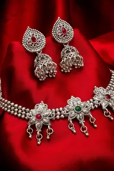 multicolor Traditinal silver Plated Alloy Necklace