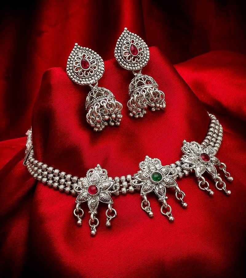 multicolor Traditinal silver Plated Alloy Necklace