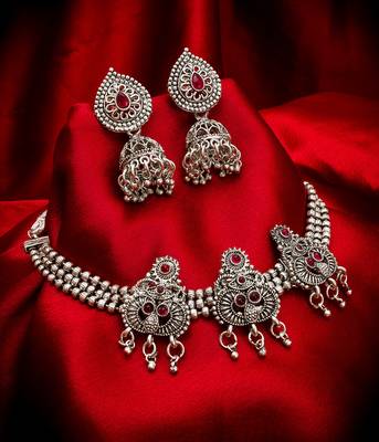 multicolor Traditinal silver Plated Alloy Necklace 1