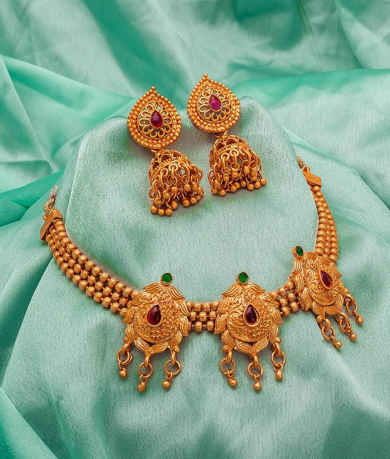 multicolor Traditinal Gold Plated Alloy Necklace