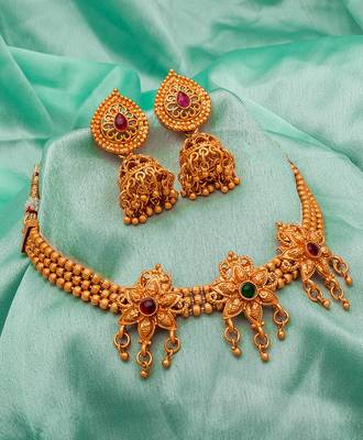 multicolor Traditinal Gold Plated Alloy Necklace 1