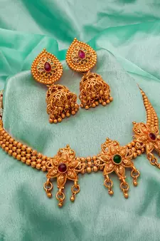 multicolor Traditinal Gold Plated Alloy Necklace