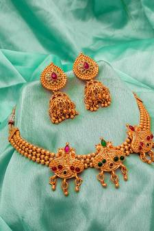 multicolor Traditinal Gold Plated Alloy Necklace