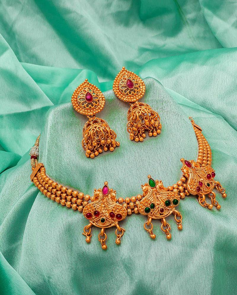 multicolor Traditinal Gold Plated Alloy Necklace