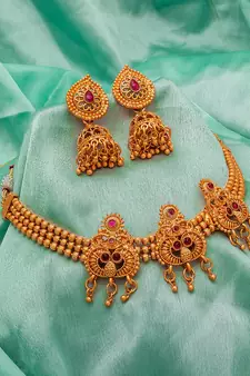 multicolor Traditinal Gold Plated Alloy Necklace